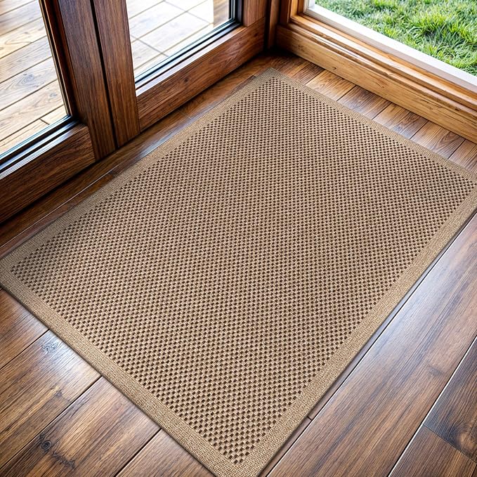 CAMILSON Easy Jute Rug 2x3, Indoor Outdoor Natural Color Fiber Area Rugs for Living Room and Kitchen Rug, Sisal Boho Woven Design, Easy-Cleaning, Washable Outside Carpet Alfombras (2 x 3)