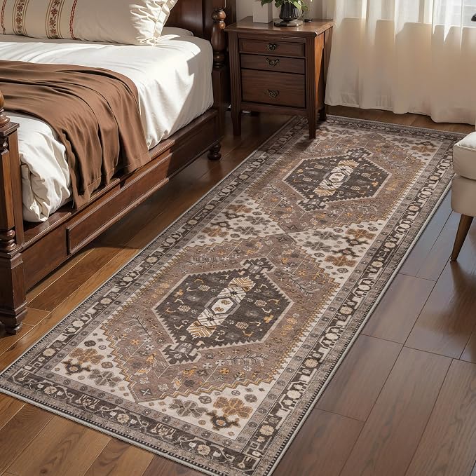 Ciicool 2x5ft Runner Rug,Washable Hallway Vintage Low-Pile Kitchen Carpet | Oriental Non-Slip Thin Indoor Mat Ultra Soft Entry Rugs for Entryway Bedroom Bedside Living Room Laundry Bathroom Decor