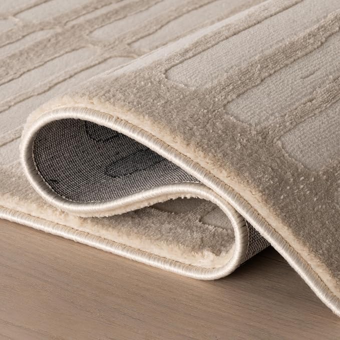 nuLOOM Kailani Cream Abstract Washable Runner Rug, 2' x 8' | Nuloom Kailani Abstract 2' x 8' Machine Washable Runner Rug for Living Room Bedroom Dining Room Entryway Hallway, Cream