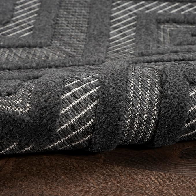 Nourison Home Versatile Charcoal Black 9' x 12' Area Rug - Easy Clean, Non Shedding, Bed Room, Living Room, Dining Room, Kitchen (9' x 12')