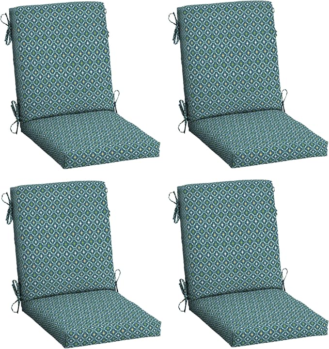 Arden 4-Pack Outdoor Patio Dining Chair Cushion, 20 x 44, Rain-Proof Seat Pad, Fade-Resistant Outdoor Cushion Alana Tile