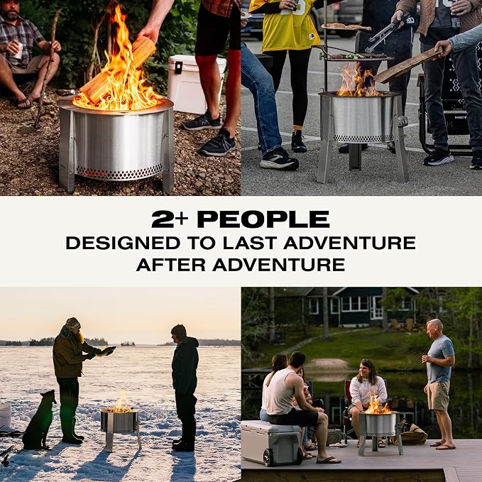 Breeo Smokeless Fire Pit (Y Series - Stainless Steel) | 21 inch Portable Smokeless Firepit for Outside | 31 Pounds | Ideal for Families Compatible with Wide Range of Breeo Accessories