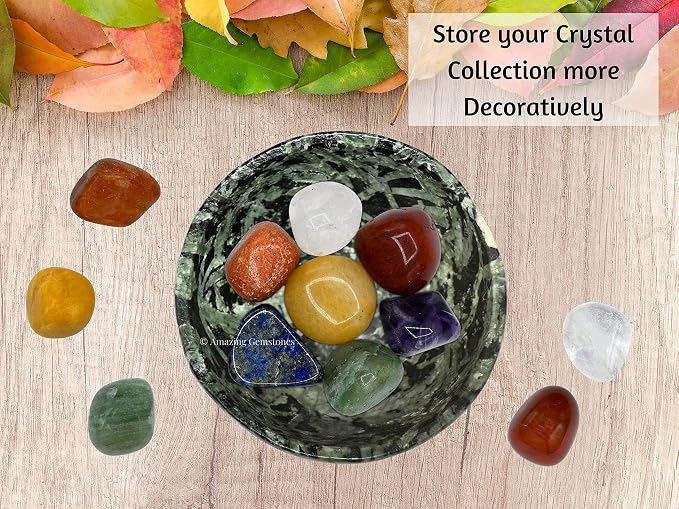 Flower Stone Crystal Bowl - 2 Inch Decorative Bowls for Room and Home Decor - Gemstone Healing Crystals for Elegant Display, Positive Energy Balance and Gift