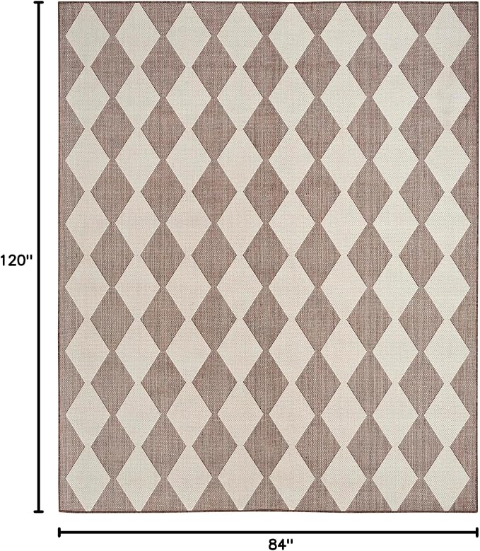 Nourison Home Positano Natural 7' x 10' Area Rug - Easy Clean, Non Shedding, Bed Room, Living Room, Dining Room, Kitchen (7' x 10')