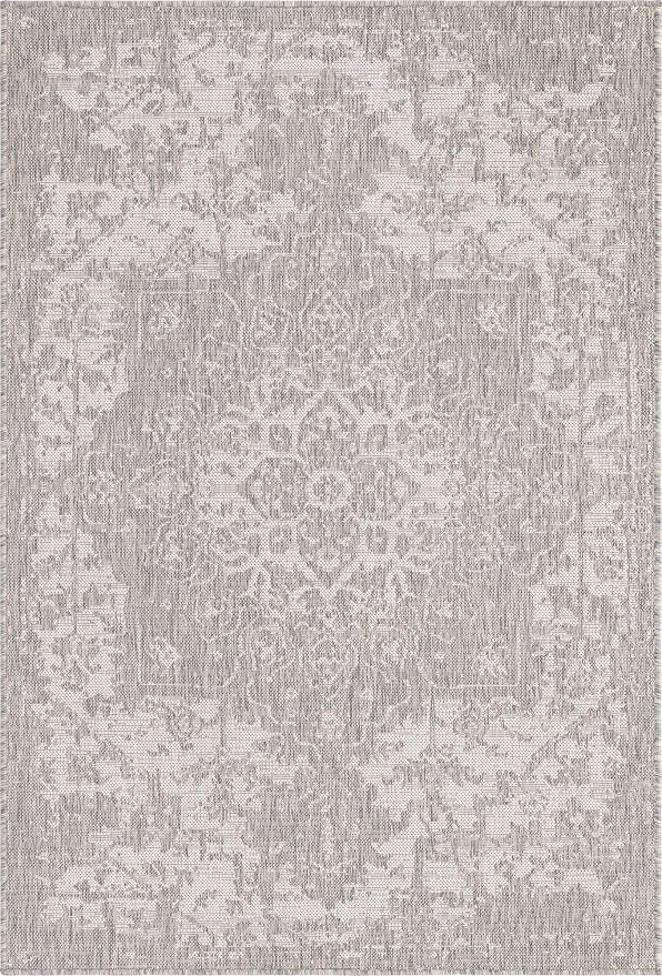 Unique Loom Outdoor Collection Area Rug - Dubai (4' 1' x 6' 1' Rectangle, Gray/ Ivory)