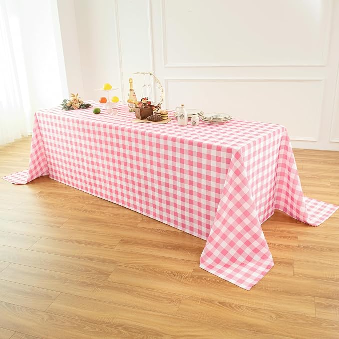Classic Gingham Buffalo Tablecloth Fabric - Oblong 90x132 Inch Water Proof Checkered Table Cloth for Indoor Outdoor - Table Cover for Birthday, Picnics, BBQs, and Parties