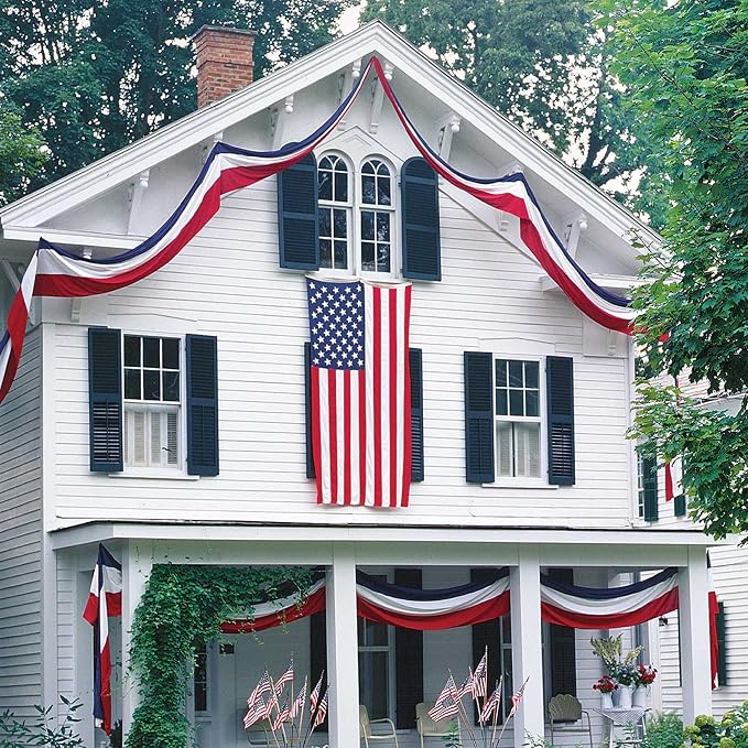 4Pack Large Patriotic Flags Memorial Days American Bunting Flag Day Red White Blue Stripe Bunting for US Celebration Labor Day,Veterans Day 4th of July Decorations Home Garden Outdoor -24x240Inch