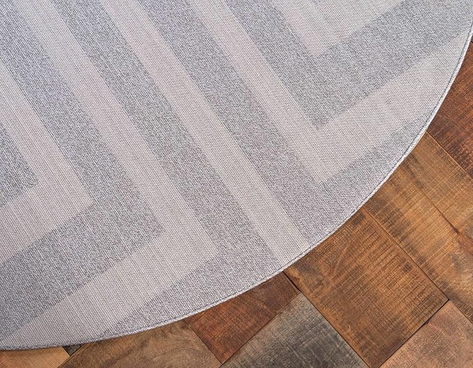 Unique Loom Athens Collection Classic Geometric Modern Border Design Area Rug (8' 0 x 8' 0 Round, Gray/ Beige)