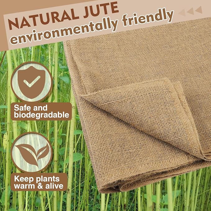 ANPHSIN 15ftx23.6in Natural Burlap Plant Covers Freeze Protection | Winter Frost Plant Blankets, Frost Cloth Tree Wrap for Outdoor Bushes Trees Potted Plants Cold Weather