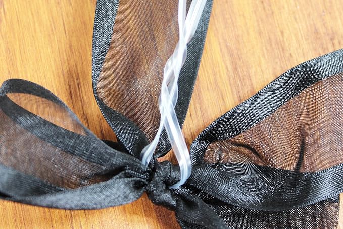 Black Pre-Tied Organza Bows with Twist Ties. Pack of 12 Satin-Edged Fabric Bows Made of 1-1/2" Ribbon. Bow Measures 4" Wide (12, Black)