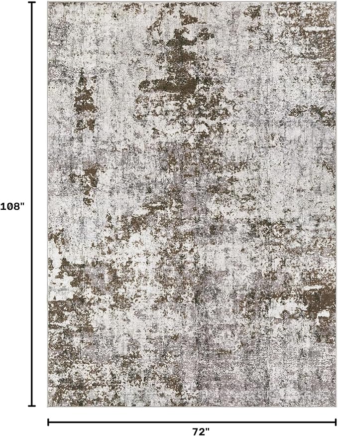 DMOYEST 6x9 Area Rug for Living Room Washable Abstract Indoor Carpet | Neutral Modern Low Pile Rugs Kid & Pet Friendly Soft Thin Carpet for Bedroom Dining Room and Office - Dark Brown