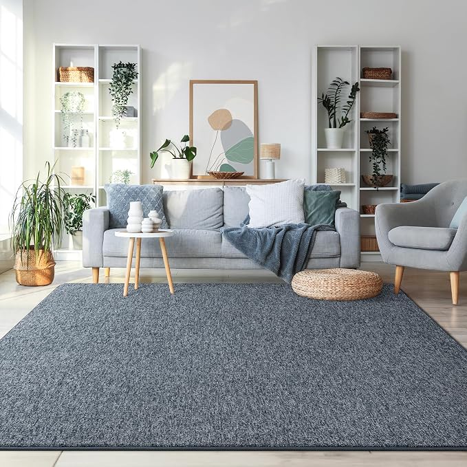 Chicrug Modern 4x6 Memory Foam Area Rugs for Bedroom Living Room | Low-pile Carpet Rug for Kids Playroom, Floor Rug for Bedside Dorm Dining Room Home, Blue and White
