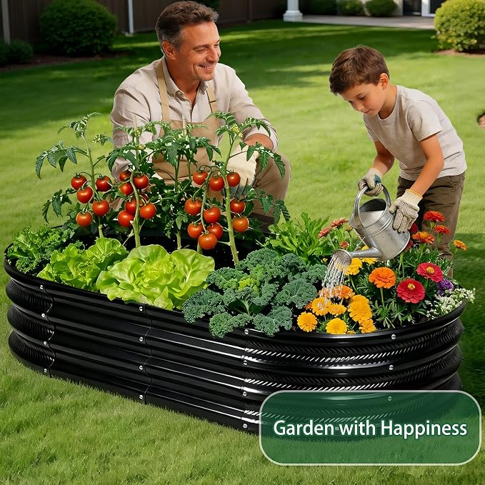 6×3×1 ft Black Metal Galvanized Raised Garden Bed, Easy Assembly Outdoor Garden Planter for Gardening Fruit, Vegetables, Flowers & Herbs