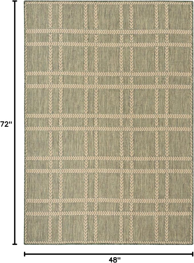 Nourison Home Horizon Indoor/Outdoor Green 4' x 6' Area Rug - Easy Clean, Non Shedding, Bed Room, Living Room, Dining Room, Kitchen (4' x 6')