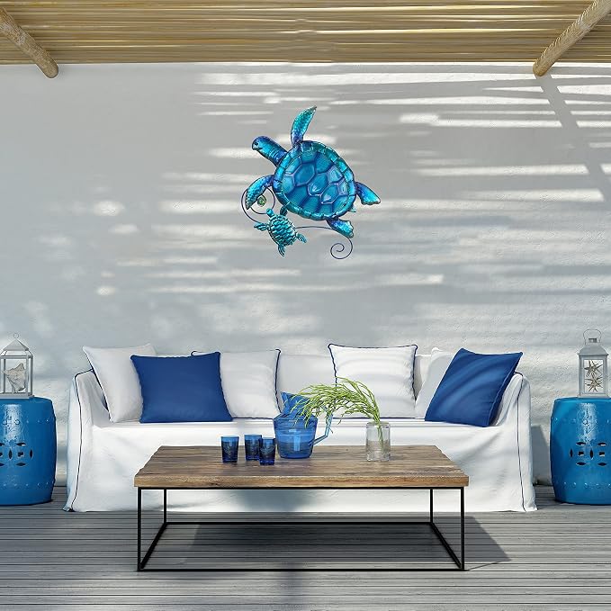 JOYBEE HOME&GARDEN Metal Sea Turtle Wall art Decor-Turtle Decor for Garden Pool Patio Balcony Kitchen or Bathroom-Works of art of common metal