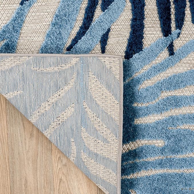 Rugshop Lucca Contemporary Floral Indoor/Outdoor 2' X 3' Navy