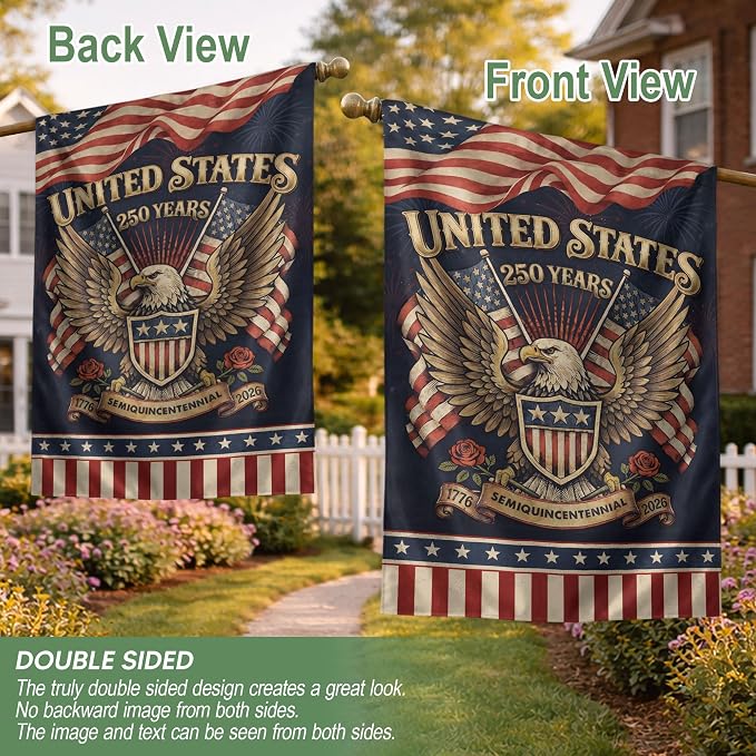 1776-2026 Commemorative, 250 Anniversary Usa Flag, Dualided Design, American 250th Anniversary Patriotic Design, American Flag With Eagle, Garden Flags For Outside 2 (30x40 Inch)