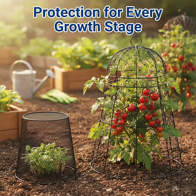 Garden Cloches for Plants, Chicken Wire Plant Cages, Plant Protectors from Animals, Combo Pack, 12 Pcs (6 Large 17.7" × 12.8" + 6 Small 5.87" × 9")