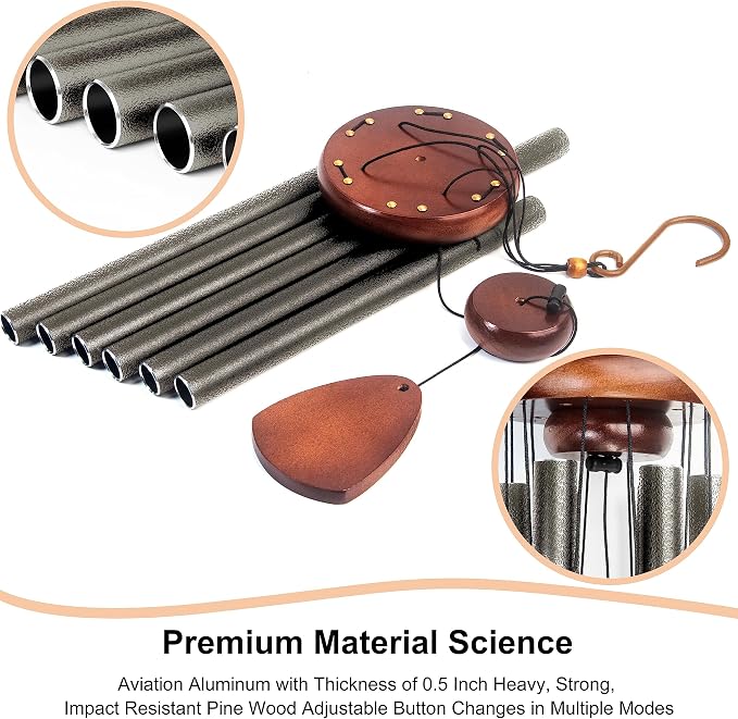 Bursvik Large Aluminium Wind Chimes 37" Inches to Create a Zen Atmosphere Suitable for Outdoor, Garden, Patio Decoration Wind Chimes with Wind Catcher Suitable as A Gift for Unisex(2 Pack Copper)