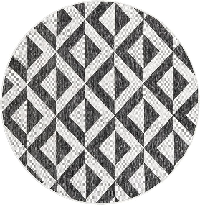 Jill Zarin Jill Zarin Outdoor Collection Area Rug - Napa (5' 3" Round Charcoal Gray/Ivory)