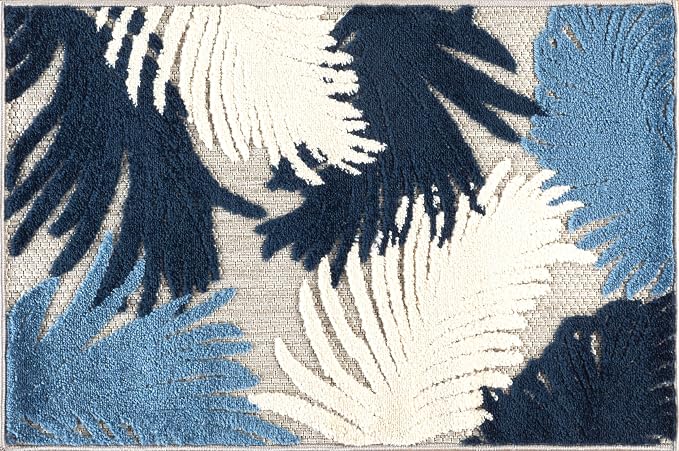 Rugshop Lucca Contemporary Floral Indoor/Outdoor 2' X 3' Navy