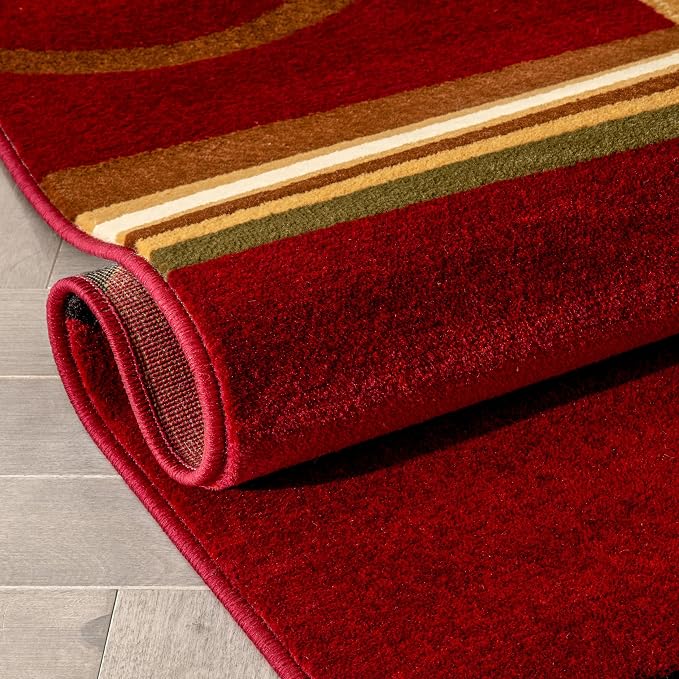 Well Woven Barclay Arcs & Shapes Red Modern Geometric 5'3" x 7'3" Area Rug
