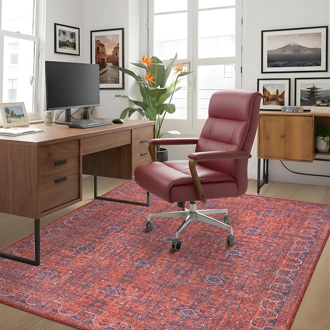 Sacred Artisans Tribal 5x7 Area Rug for Living Room, Dining Room and Office | Washable, Non Slip, Pet Friendly and Low Pile (Mystic, 5' x 7')