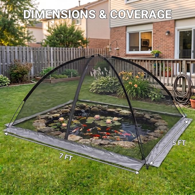 PGL Pond Cover Net Garden Dome Netting - Outdoor Protecting Tent for Fish Koi 5×7FT
