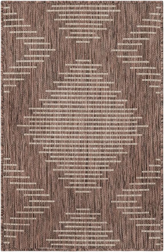 Unique Loom Outdoor Modern Collection Area Rug - Tambor (2' x 3' Rectangle Brown/Ivory)