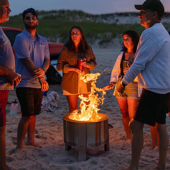 Breeo Smokeless Fire Pit (Y Series - Stainless Steel) | 21 inch Portable Smokeless Firepit for Outside | 31 Pounds | Ideal for Families Compatible with Wide Range of Breeo Accessories