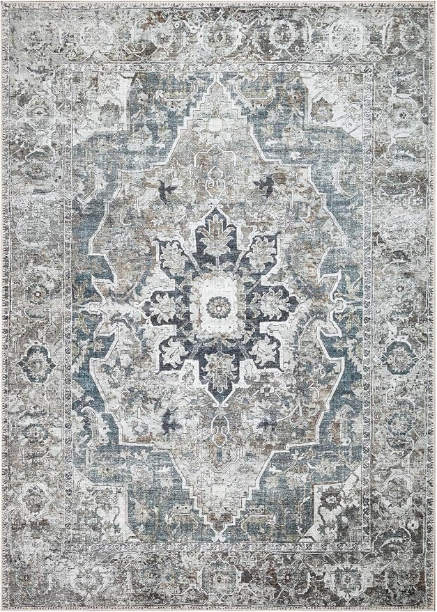 Keen Home Design Vintage Washable Entryway Rug, Non-Slip Low Pile, 2x3 | Machine Washable Cotton Chenille, 0.25In Low Pile, Rubber Non-Slip Back; Kitchen, Entryway, Bathroom, Bedside