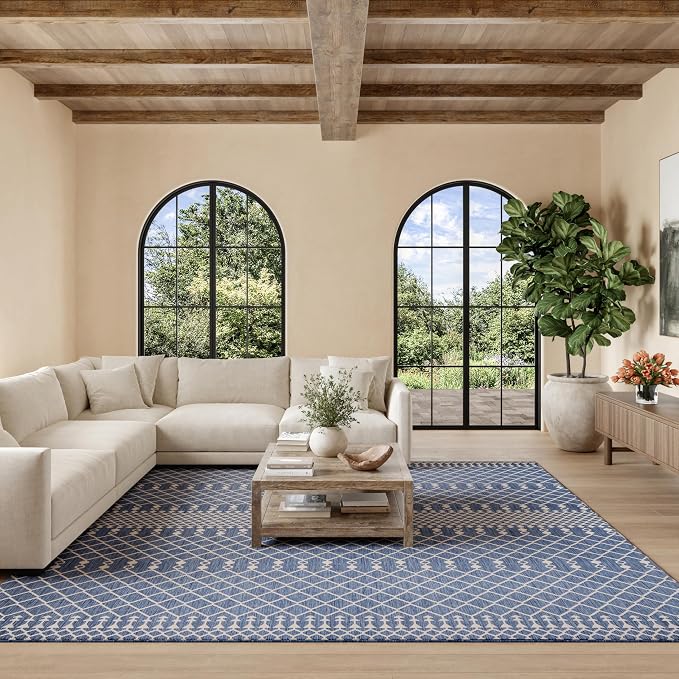 Nourison Home Positano Navy Blue 8' x Square Area Rug - Easy Clean, Non Shedding, Bed Room, Living Room, Dining Room, Kitchen (8' x Square)