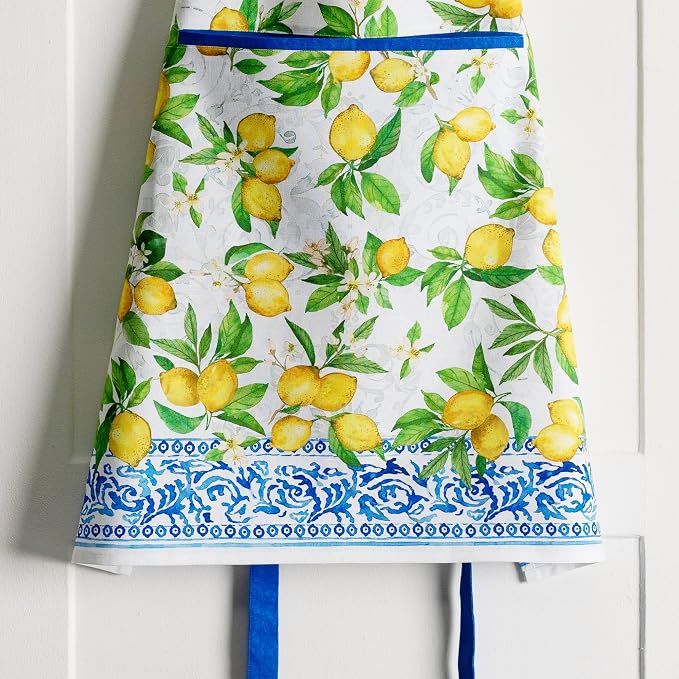 Maison d' Hermine Aprons for women with Pocket 100% Cotton (27.50"x31.50") | Adjustable Neck Strap & long ties Apron Men Chef Wedding Cooking Gardening Server Maid