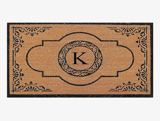 A1HC Natural Coir Monogrammed Doormat for Outside Entrance, Heavy Duty, Low Profile, Anti-Shed Treated Front Door Mat, Easy to Clean, Long Lasting Entryway Doormats - 30"x48"