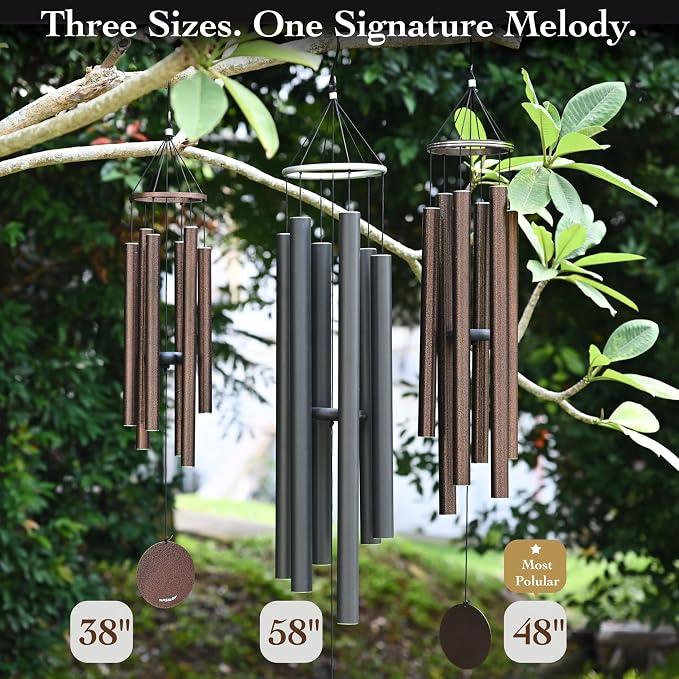 Vanquer Wind Chimes for Outside Deep Tone - 38'' Wind Chimes Outdoor Clearance, Deep Tone, Windchimes Outdoors, Memorial,Wind Spinner, Sympathy Gift, Patio, Home Décor (Bronze)