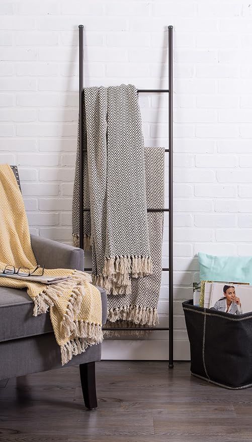 DII Chevron Throw Collection Handloomed Cotton, 50x60, Dark Brown (Pack of 2)