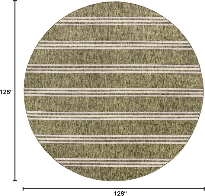 Unique Loom Jill Zarin Outdoor Collection Area Rug - Anguilla (10' 8'' Round, Green/ Ivory)