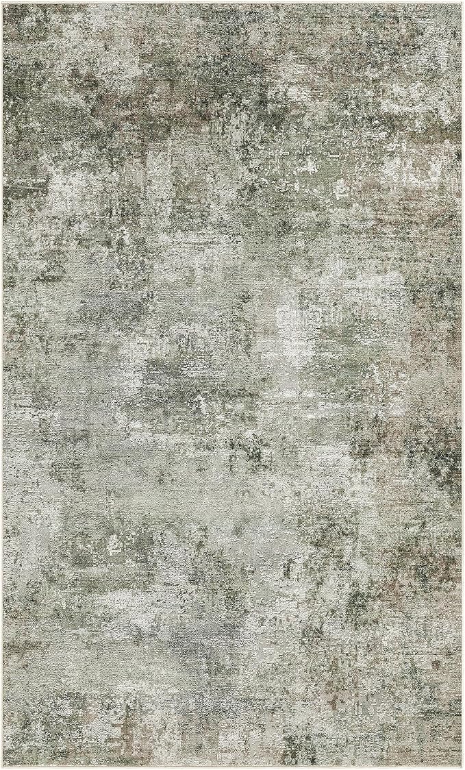 Tortania Area Rug Living Room Rugs - 3x5 Washable Soft Neutral Boho Moroccan Farmhouse Mat Indoor Floor Carpet for Bedroom Under Dining Table Home Office Decor - Olive Brown