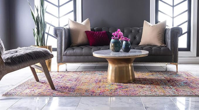 Unique Loom Monterey Collection Area Rug - Aztec (4' 1" x 6' 1" Rectangle Multi/Blue)