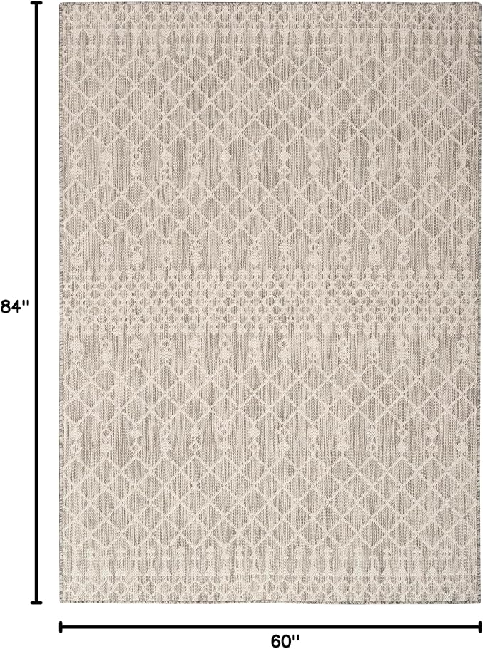 Nourison Home Positano Light Grey 5' x 7' Area Rug - Easy Clean, Non Shedding, Bed Room, Living Room, Dining Room, Kitchen (5' x 7')