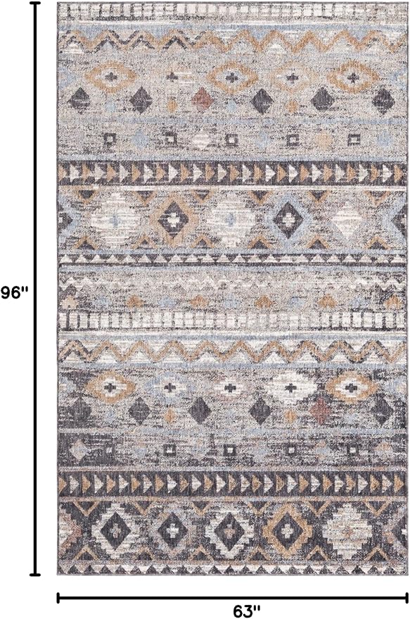 Unique Loom Eco Southwestern Collection Area Rug - Tubac (Rectangular 5' 3" x 8' 0", Khaki Gray/Black)