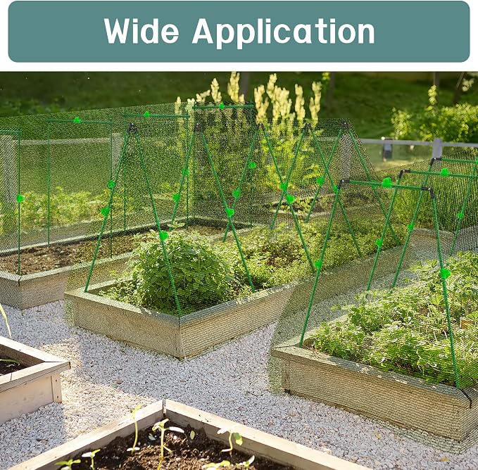 U0U Garden Mesh Netting Kit,7.8 x 24 Ft Ultra Fine Mesh Netting with Garden Hoops,Garden Netting Set for Raised Beds,Bird Net Protection for Vegetable Plants Birds Animals Protection (Green)