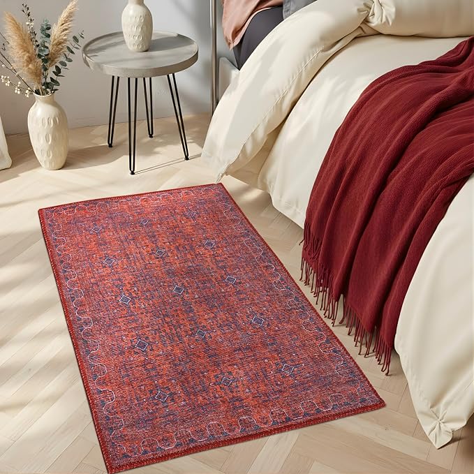 Sacred Artisans Tribal 2x3 Rug for Entryway, Kitchen, Bathroom and Indoor Entrance | Washable, Non Slip, Pet Friendly and Low Pile (Mystic, 2' x 3')
