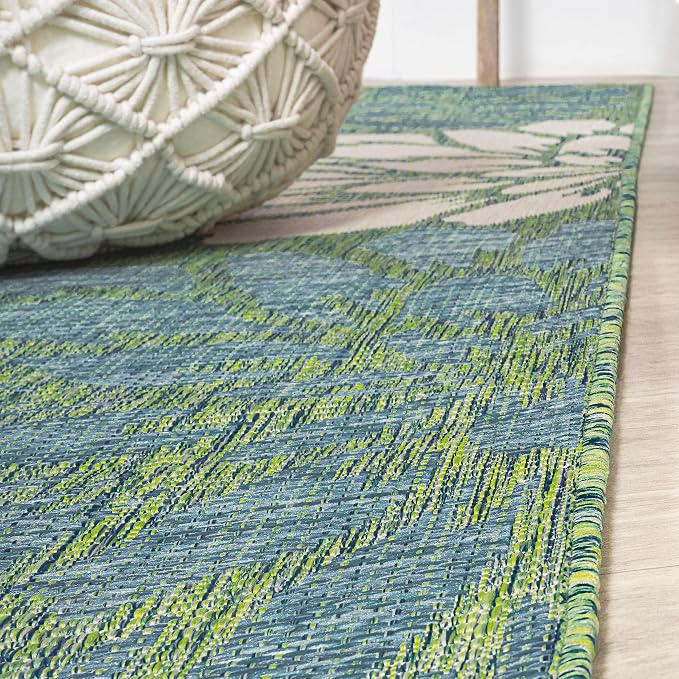 JONATHAN Y Floral Textured Weave Indoor Outdoor Area Rug 3X5 Cream/Green, Zinnia Modern for Backyard, Patio, Porch, Easy-Cleaning, High Traffic, Pet-Friendly, Non-Shedding (SMB110D-3)