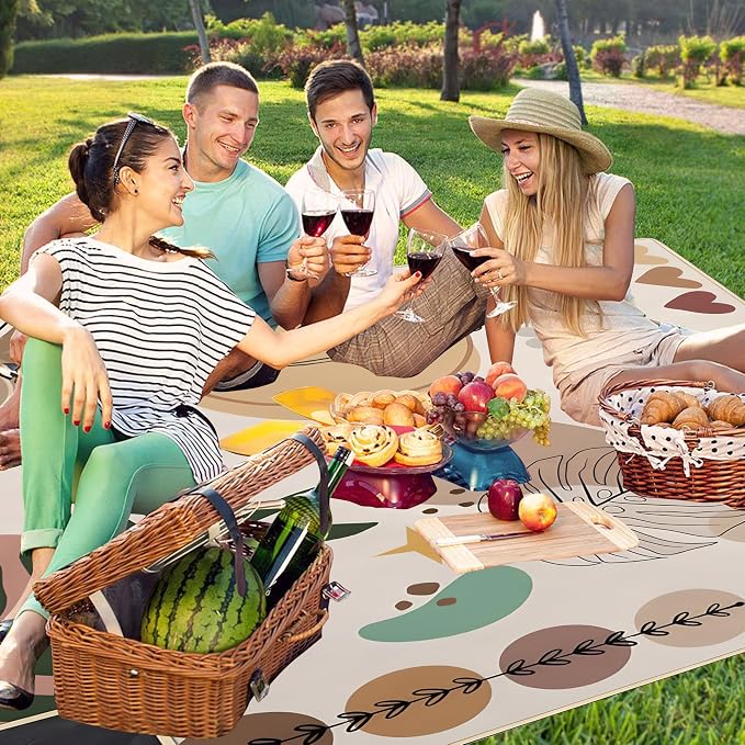 Supfitness Extra Large Picnic Blankets Waterproof Foldable (80 "x 80") Beach Blanket Waterproof Sandproof,3-Layer Thicking Mat Outdoor Packable Camping Blanket