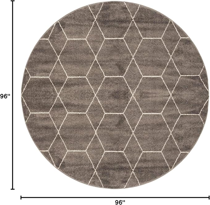 Unique Loom Trellis Frieze Collection Area Rug - Geometric (8' Round, Dark Gray/ Ivory)