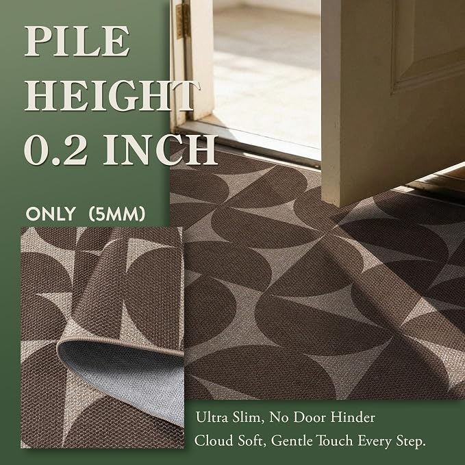 Lahome Semi Circle Easy Jute Rugs for Entryway, Tan 3x5 Washable Rug | Non Slip Stain Resistant Lightweight Door Mat for Entry Front Porch