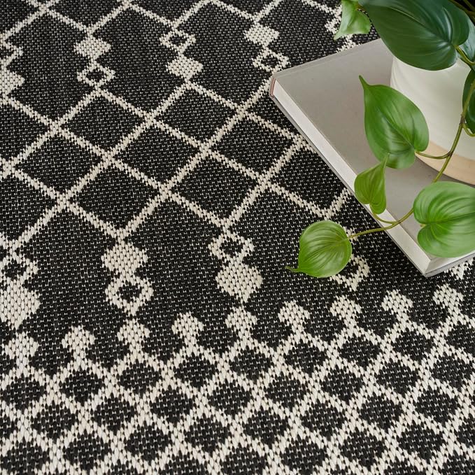 Nourison Home Positano Black 12' x Square Area Rug - Easy Clean, Non Shedding, Bed Room, Living Room, Dining Room, Kitchen (12' x Square)