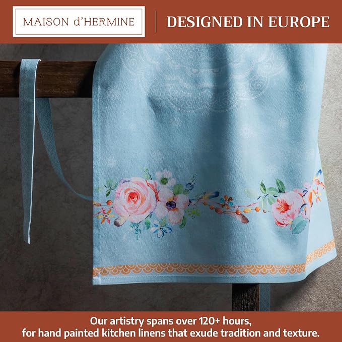 Maison d' Hermine Aprons for women with Pocket 100% Cotton (27.50"x31.50") | Adjustable Neck Strap & long ties Apron Men Chef Wedding Cooking Gardening Server Maid