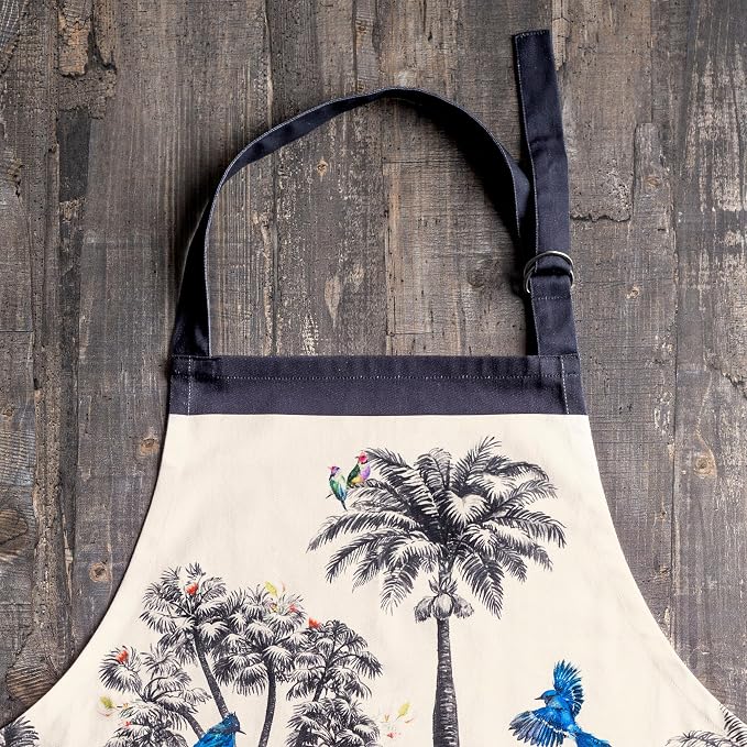 Maison d' Hermine Aprons for women with Pocket 100% Cotton (27.50"x31.50") | Adjustable Neck Strap & long ties Apron Men Chef Wedding Cooking Gardening Server Maid